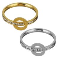 Rhinestone нержавеющей стали палец кольцо, нержавеющая сталь, Другое покрытие, разный размер для выбора & Женский & со стразами, Много цветов для выбора, 9mm, продается PC