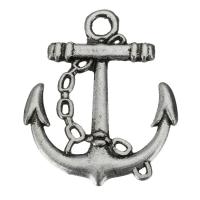 Brass Jewelry Pendants, Anchor, enamel, silver color, nickel, lead & cadmium free, 24x29x2mm, Hole:Approx 3mm, 50PCs/Lot, Sold By Lot