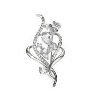 Zinc Alloy Brooches platinum plated micro pave cubic zirconia & for woman & hollow Sold By PC