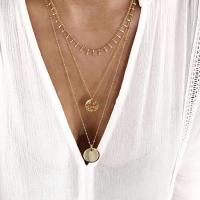 Zinklegering halskettingen, Zinc Alloy, gold plated, drie lagen & voor vrouw, nikkel, lood en cadmium vrij, Verkocht door Strand