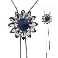 Zinc Alloy Sweater Chain Necklace with Crystal Flower plated snake chain & for woman nickel lead & cadmium free Sold Per Approx 37.7 Inch Strand