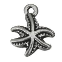 Brass Jewelry Pendants, Starfish, enamel, silver color, nickel, lead & cadmium free, 11x13x2.50mm, Hole:Approx 1mm, 50PCs/Lot, Sold By Lot