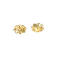 Brass Bead Cap Flower gold color plated DIY & hollow nickel lead & cadmium free 8mm Sold By Lot