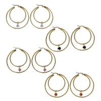 Stainless Steel Lever Back Earring, with Acrylic, gold color plated, for woman, more colors for choice, 8x10mm,53x55mm, 6Pairs/Lot, Sold By Lot