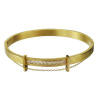 Stainless Steel Bangle, gold color plated, fashion jewelry & for woman & with rhinestone, 11.5mm,6mm,62.5mm, Sold By PC