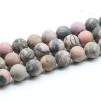 Schwarzer Streifen Rhodochrosite Stein Perle, rund, verschiedene Größen vorhanden & satiniert, Bohrung:ca. 1mm, verkauft von Strang
