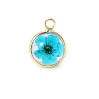 Brass Jewelry Pendants with Lampwork & Glass Flower plated Korean style & for woman nickel lead & cadmium free  Sold By Lot