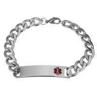 Stainless Steel Jewelry Bracelet 316L Stainless Steel stainless steel lobster clasp curb chain & enamel original color 9.5mm Sold Per Approx 8.5 Inch Strand