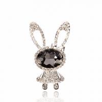 Mobile Phone DIY Decoration Zinc Alloy Rabbit silver color plated with rhinestone nickel lead & cadmium free Sold By Lot