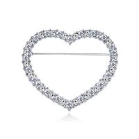 Zinc Alloy Brooch Heart plated for woman & with rhinestone nickel lead & cadmium free Sold By PC