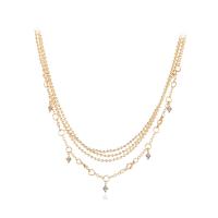 Zinc Alloy Jewelry Necklace with Rhinestone gold color plated fashion jewelry & for woman nickel lead & cadmium free 340mm Sold By PC