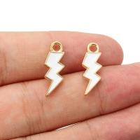 Zinc Alloy Enamel Pendants Lightning Symbol gold color plated white nickel lead & cadmium free Sold By Bag