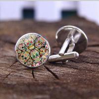 Zinc Alloy Cufflinks with Glass Gemstone plated time gem jewelry & Unisex nickel lead & cadmium free 18*17mm Sold By Pair