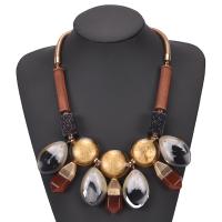 Lampwork Necklace with Wood & Resin & Zinc Alloy with 9cm extender chain plated for woman Length 21.2 Inch Sold By Pair