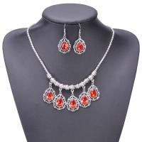 Tibetan Style Jewelry Sets, earring & necklace, with Crystal, brass earring hook, plated, 2 pieces & for woman, more colors for choice, nickel, lead & cadmium free, Sold By Set
