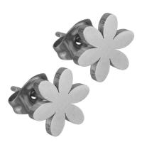 Stainless Steel Stud Earrings, Flower, fashion jewelry & for woman, original color, 8.50x9.50mm, 12Pairs/Lot, Sold By Lot