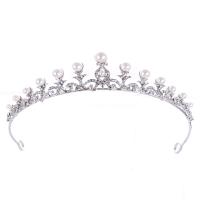 Bridal Tiaras Zinc Alloy with ABS Plastic Pearl silver color plated for woman & with rhinestone nickel lead & cadmium free Sold By PC