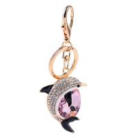 Bag Purse Charms Keyrings Keychains Zinc Alloy Dolphin gold color plated Korean style & for woman & with rhinestone nickel lead & cadmium free Sold By PC
