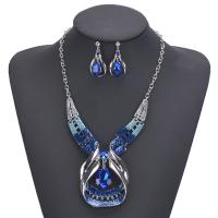 Zinc Alloy Jewelry Sets earring & necklace plated 2 pieces & for woman & with rhinestone nickel lead & cadmium free Sold By Set