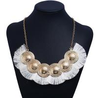 Zinklegierung Franse Halskette, mit Baumwollfaden, plattiert, für Frau, keine, frei von Nickel, Blei & Kadmium, verkauft von Strang
