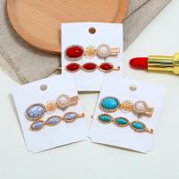 Hair Slide Zinc Alloy with turquoise & Resin plated 2 pieces & for woman & with rhinestone nickel lead & cadmium free Sold By Set
