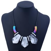 Resin Necklace, with leather cord, plated, fashion jewelry & for woman, more colors for choice, Sold By Strand