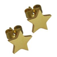 Roestvrij staal Stud Earrings, Ster, gold plated, mode sieraden & voor vrouw, 9x8.50mm, 12paren/Lot, Verkocht door Lot
