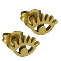 Roestvrij staal Stud Earrings, oog, gold plated, mode sieraden & voor vrouw, 10x6.50mm, 12paren/Lot, Verkocht door Lot