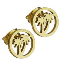 Stainless Steel Stud Earrings, gold color plated, fashion jewelry & for woman, 10x10mm, 12Pairs/Lot, Sold By Lot