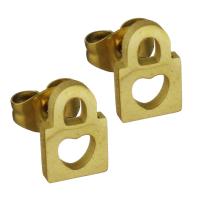 Stainless Steel Stud Earrings Lock gold color plated fashion jewelry & for woman Sold By Lot