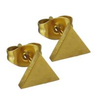 Stainless Steel Stud Earrings Triangle gold color plated fashion jewelry & for woman Sold By Lot