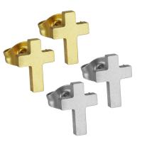 Stainless Steel Stud Earrings Cross plated fashion jewelry & for woman Sold By Lot
