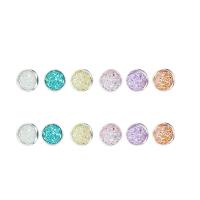 Zinc Alloy Stud Earring silver color plated 6 pieces & for woman mixed colors nickel lead & cadmium free 12mm  Sold By Set