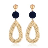 Acrylic Drop Earring, with Rattan, plated, vintage & for woman, more colors for choice, Sold By Pair