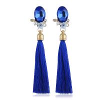 Tibetan Style Tassel Earring, with Cotton Thread & Plastic Pearl & Acrylic, plated, for woman, more colors for choice, nickel, lead & cadmium free, Sold By Pair