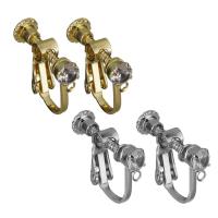 Brass Clip On Earring Finding, plated, with cubic zirconia, more colors for choice, nickel, lead & cadmium free, 5x13x16.50mm, 50Pairs/Lot, Sold By Lot