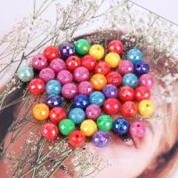 Plastic Beads Polystyrene plated fashion jewelry & DIY mixed colors 8mm Sold By Bag