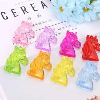 Acrylic Pendants Unicorn plated mixed colors 32*49*14mm Sold By Bag