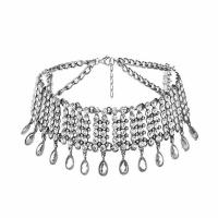 Tibetan Style Choker Necklace, with 6cm extender chain, plated, for woman & with rhinestone, more colors for choice, nickel, lead & cadmium free, 35mm, Sold Per Approx 15.36 Inch Strand