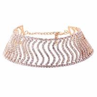 Zinc Alloy Choker Necklace plated for woman & with rhinestone nickel lead & cadmium free 35mm Sold Per Approx 14.97 Inch Strand