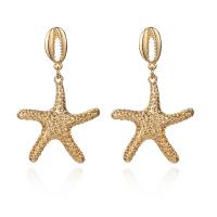 Zinc Alloy Drop Earrings Starfish gold color plated for woman nickel lead & cadmium free Sold By Lot