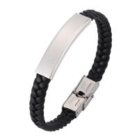 Stainless Steel Jewelry Bracelet, with Microfiber PU & Full Grain Cowhide Leather, fashion jewelry & different materials for choice & Unisex & different size for choice, 12mm, Sold By PC