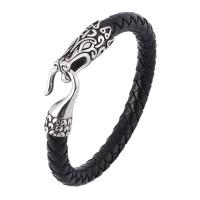 Stainless Steel Jewelry Bracelet with Split Layer Cowhide Leather fashion jewelry & Unisex 8mm Sold By PC