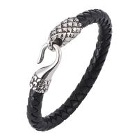 Stainless Steel Jewelry Bracelet with Split Layer Cowhide Leather fashion jewelry & Unisex 8mm Sold By PC