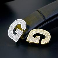 Zinc Alloy Brooches Letter G plated for woman & with rhinestone nickel lead & cadmium free 28*20mm Sold By PC