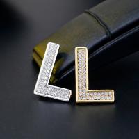 Zinc Alloy Brooches Letter L plated for woman & with rhinestone nickel lead & cadmium free 28*17mm Sold By PC