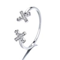 925 Sterling Silver Finger Rings, Donut, platinum plated, micro pave cubic zirconia & for woman, 6mm, US Ring Size:5, Sold By PC