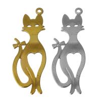 Brass Jewelry Pendants, Cat, plated, fashion jewelry, more colors for choice, nickel, lead & cadmium free, 10.50x30x1.50mm, Hole:Approx 1mm, 20PCs/Lot, Sold By Lot