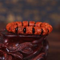 Rudraksha bracelet, avec grenat, fait à la main, style folk & pour homme, 12x14mm, Vendu par Environ 7.09 pouce brin