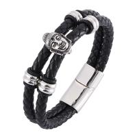 Bijoux bracelet en acier inoxydable, Double couche & bijoux bouddhiste & unisexe & normes différentes pour le choix, noire, 6mmx2, Vendu par PC